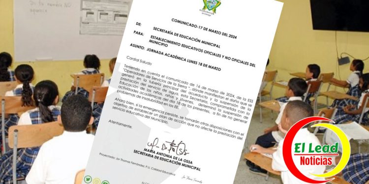 Clases suspendidas en Ciénaga el 18 de marzo por falta de agua