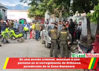 En una acción criminal, asesinan a una persona en el corregimiento de Orihueca, jurisdicción de la Zona Bananera.