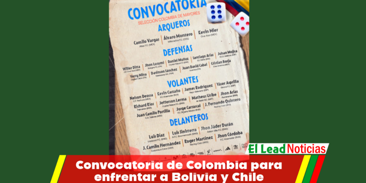 Convocatoria de Colombia para enfrentar a Bolivia y Chile
