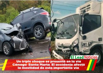 Un triple choque se presentó en la vía Ciénaga-Santa Marta. El accidente afectó la movilidad de esta importante vía.