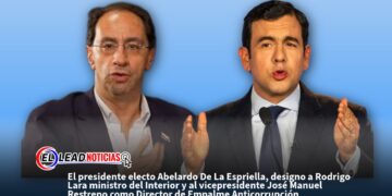 El presidente electo Abelardo De La Espriella, designo a Rodrigo Lara ministro del Interior y al vicepresidente José Manuel Restrepo como Director de Empalme Anticorrupción